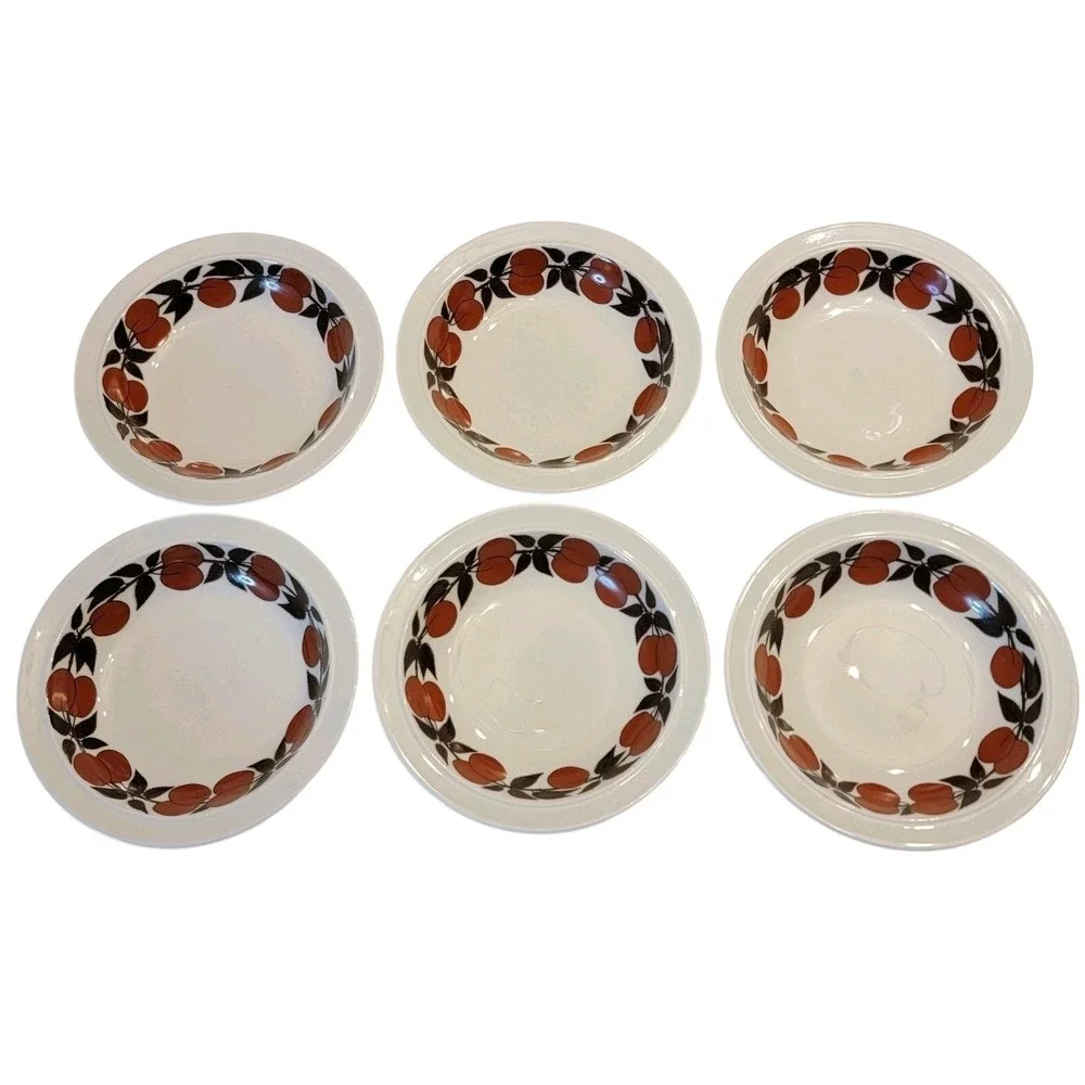 Thomas Germany Vintage Soup Bowl Plum Peach Porcelain‎ Fruit Bowl Set Of 6 MCM